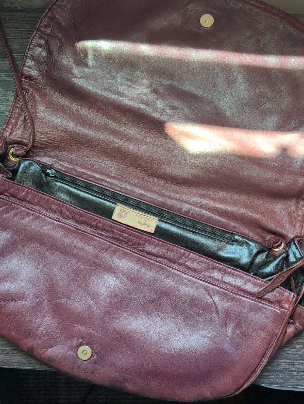 Woven Leather Crossbody Clutch in Deep Brown - Picture 5 of 7